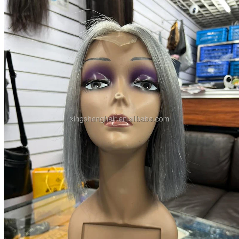 2x6 #Silvery Color Bob Wigs Brazilian Human Hair