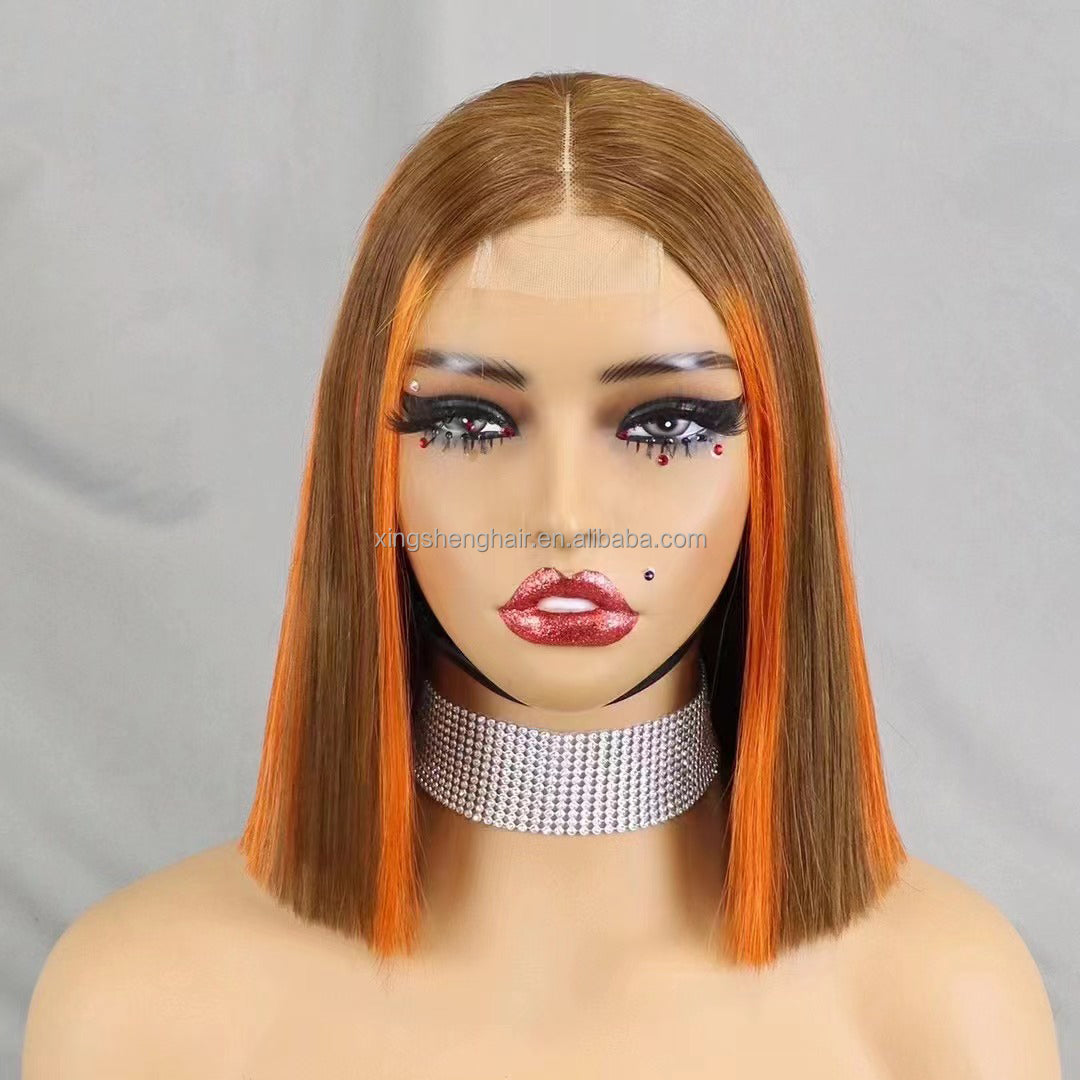 2×6 Lace  P4/350 Color Human Hair  Bob Wig