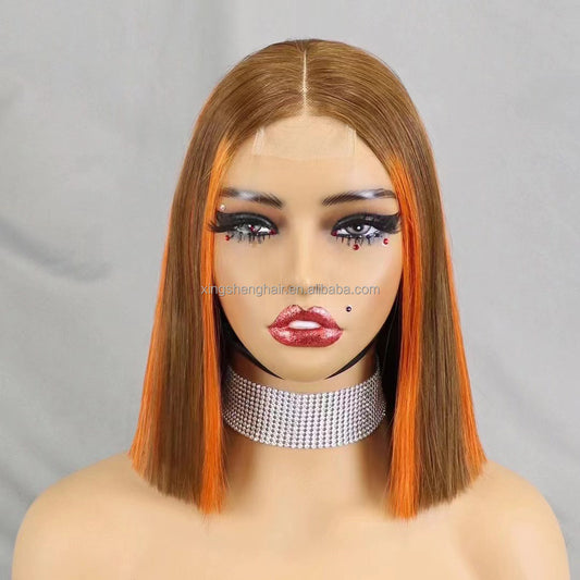 2×6 Lace  P4/350 Color Human Hair  Bob Wig