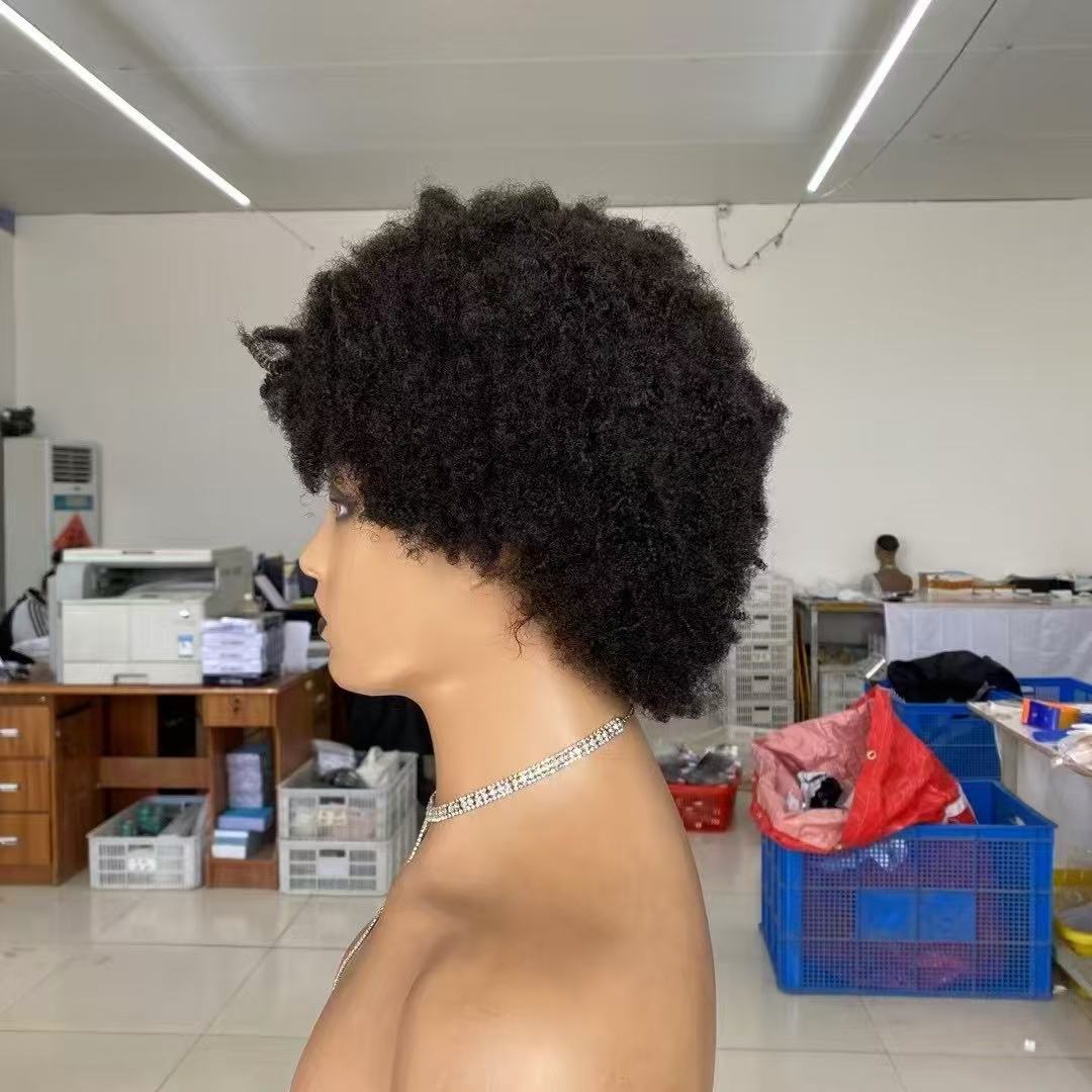 U Part Wig Afro Texture 6 Inch Human Hair Wig for Black Women