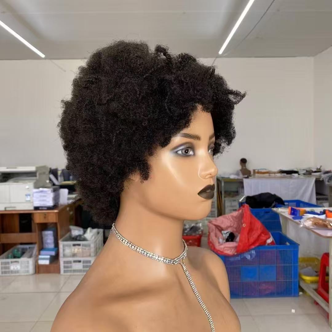 U Part Wig Afro Texture 6 Inch Human Hair Wig for Black Women