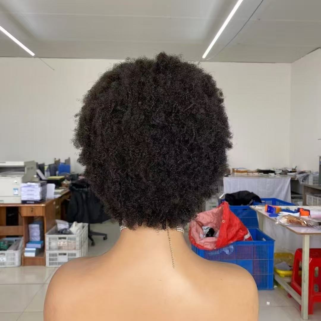 U Part Wig Afro Texture 6 Inch Human Hair Wig for Black Women