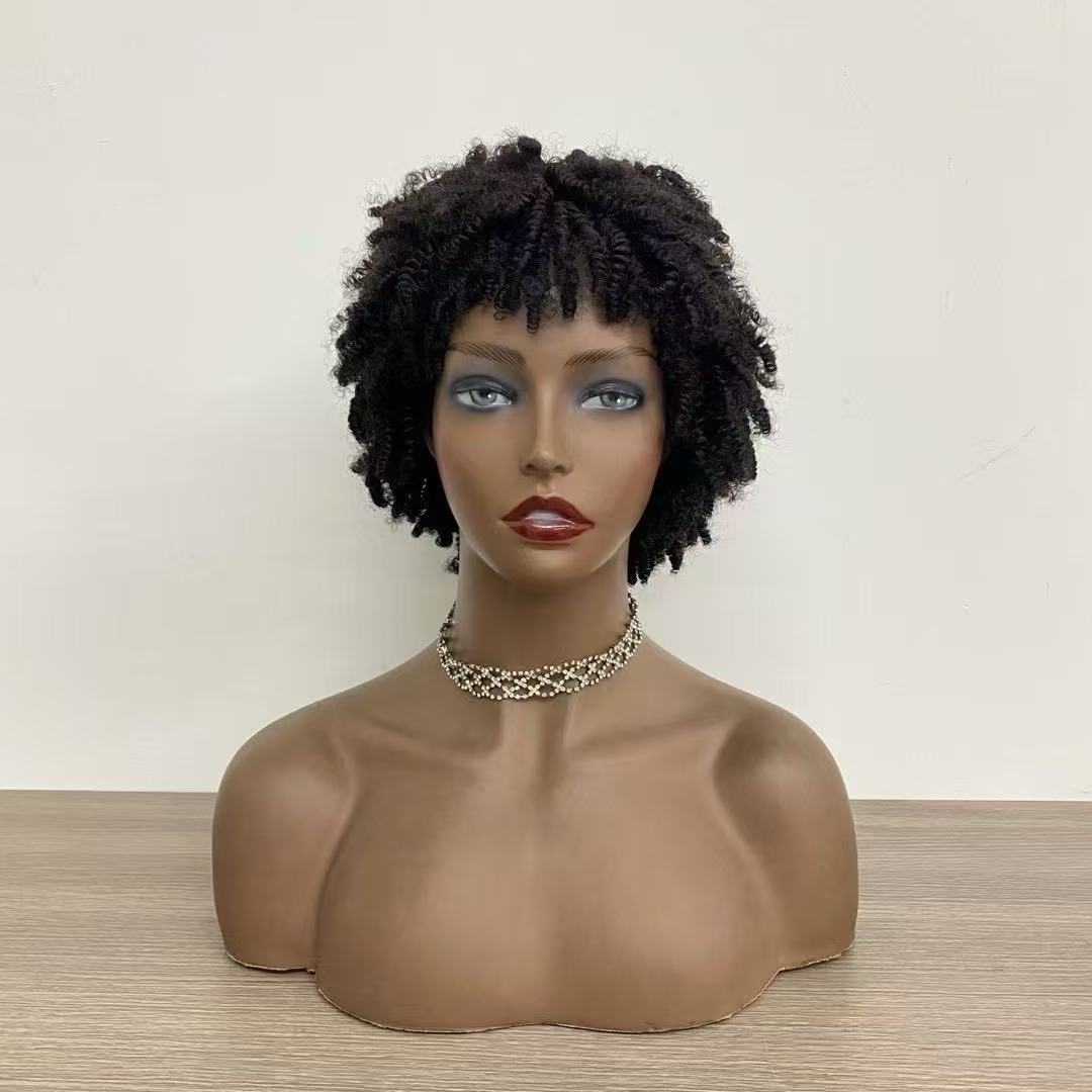 Kinky Curl Short High Density Dreadlock 100% Human Hair  Wigs Wholesale Price