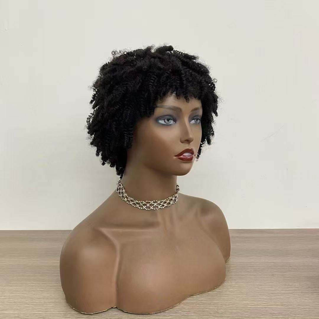 Kinky Curl Short High Density Dreadlock 100% Human Hair  Wigs Wholesale Price