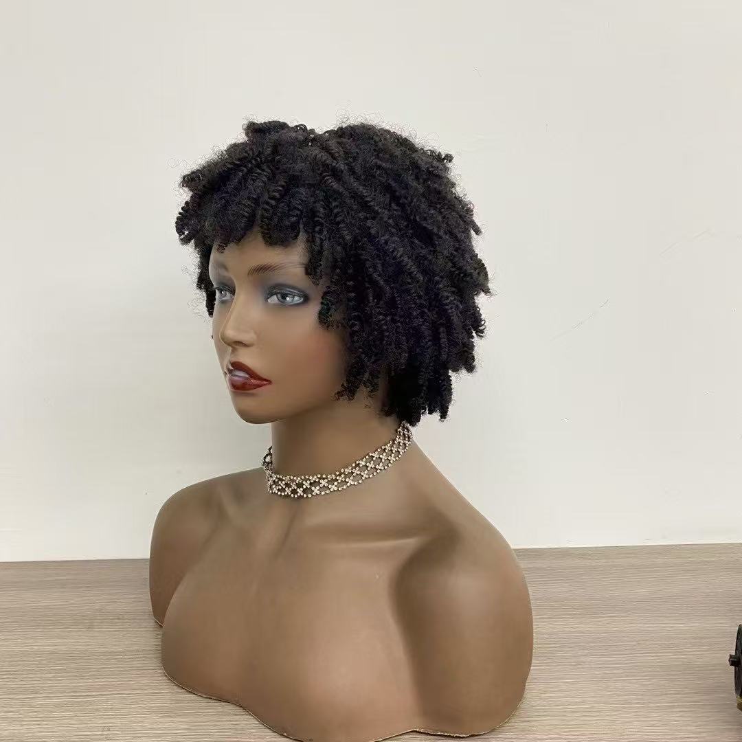 Kinky Curl Short High Density Dreadlock 100% Human Hair  Wigs Wholesale Price