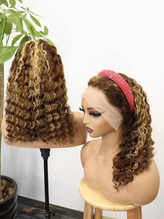 200% Deep Wave 13x6 HD Lace Frontal Wig Brazilian Curly Human Hair Wigs for Women 9x6 Lace Front Human Hair Wig Pre Plucked