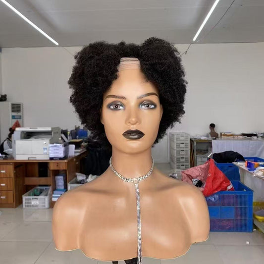 U Part Wig Afro Texture 6 Inch Human Hair Wig for Black Women
