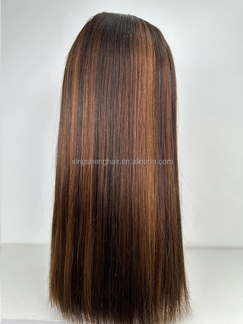 18Inch 2x6 Vietnam Human Hair Wig #Piano Color Bone Straight Hair Factory Direct Sale