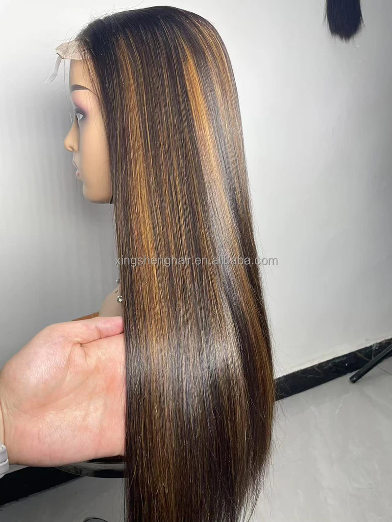 18Inch 2x6 Vietnam Human Hair Wig #Piano Color Bone Straight Hair Factory Direct Sale