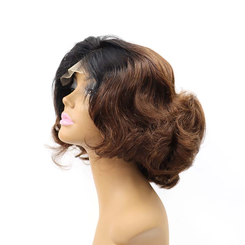 100% Human Hair 10 Inches Bouncy Curly 2x6 Lace Frontal Wigs