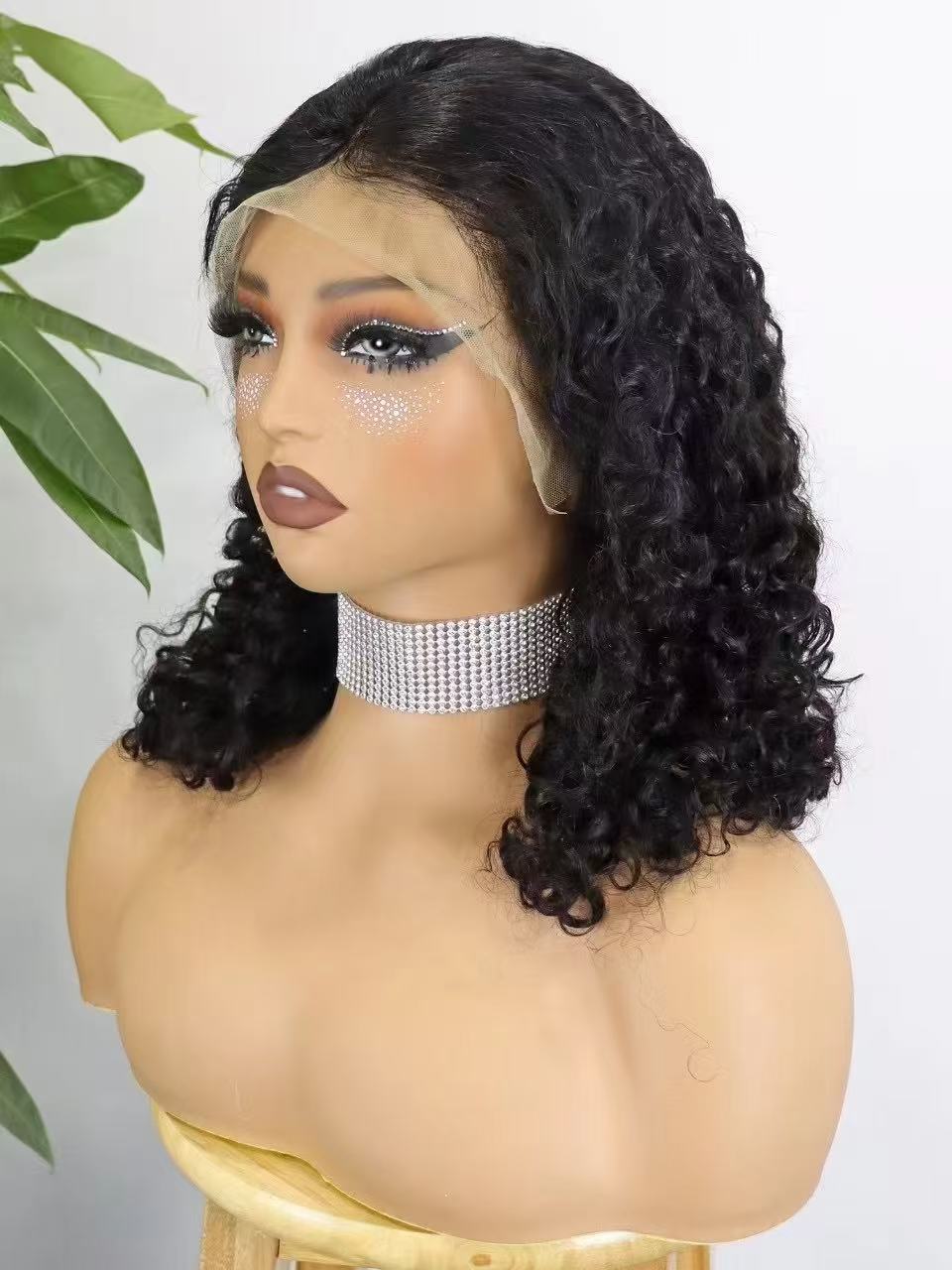 100% Human Hair 12“-18” Inches Roma Curly 13*4 Lace Frontal Wigs