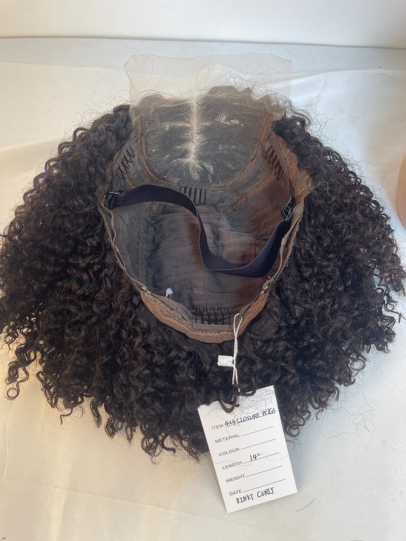 100% Human Hair Kinky Curly 4x4 Lace Closure Wig
