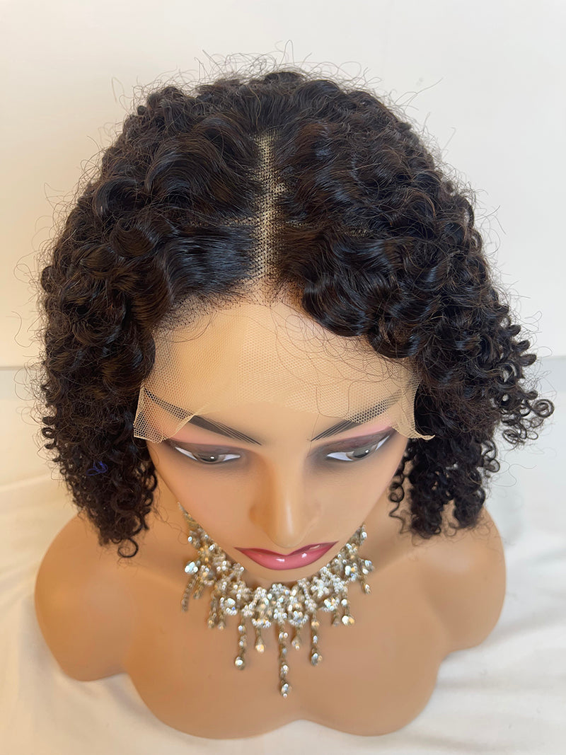 100% Human Hair Kinky Curly 4x4 Lace Closure Wig
