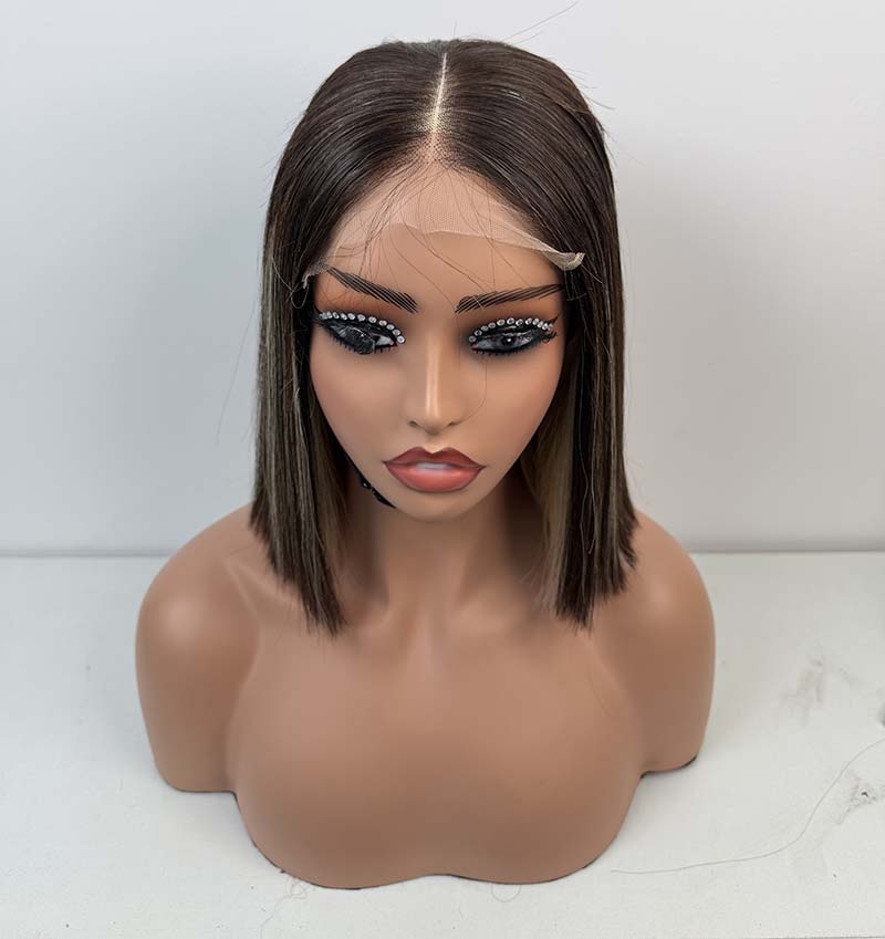 10Inch-12Inch 5*5 Lace Closure Wigs Piano Color Human Hair Wigs