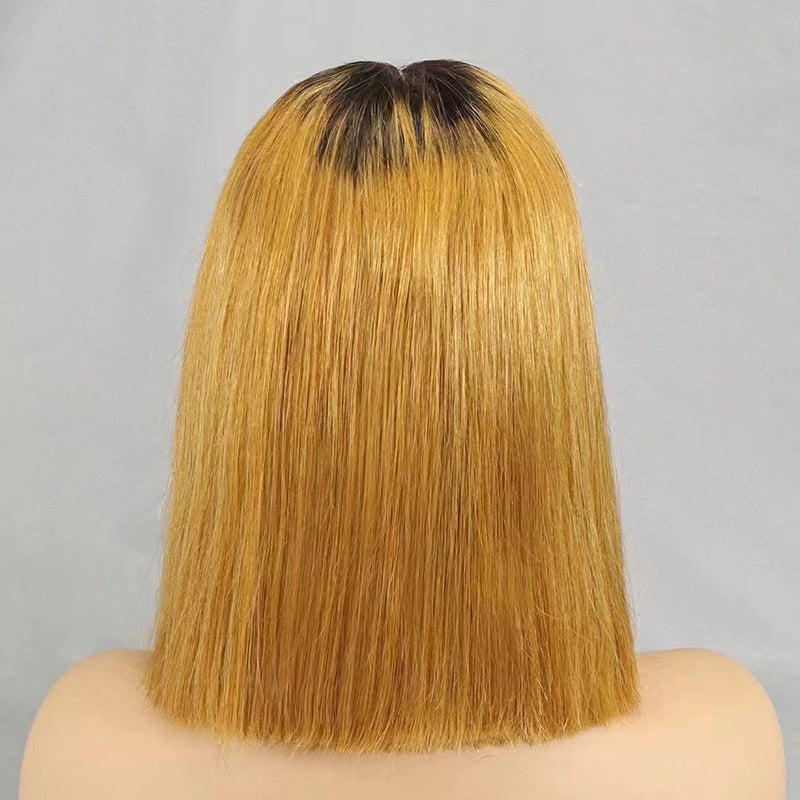 2×6 Lace #1BT30 Human Hair Bob Wig