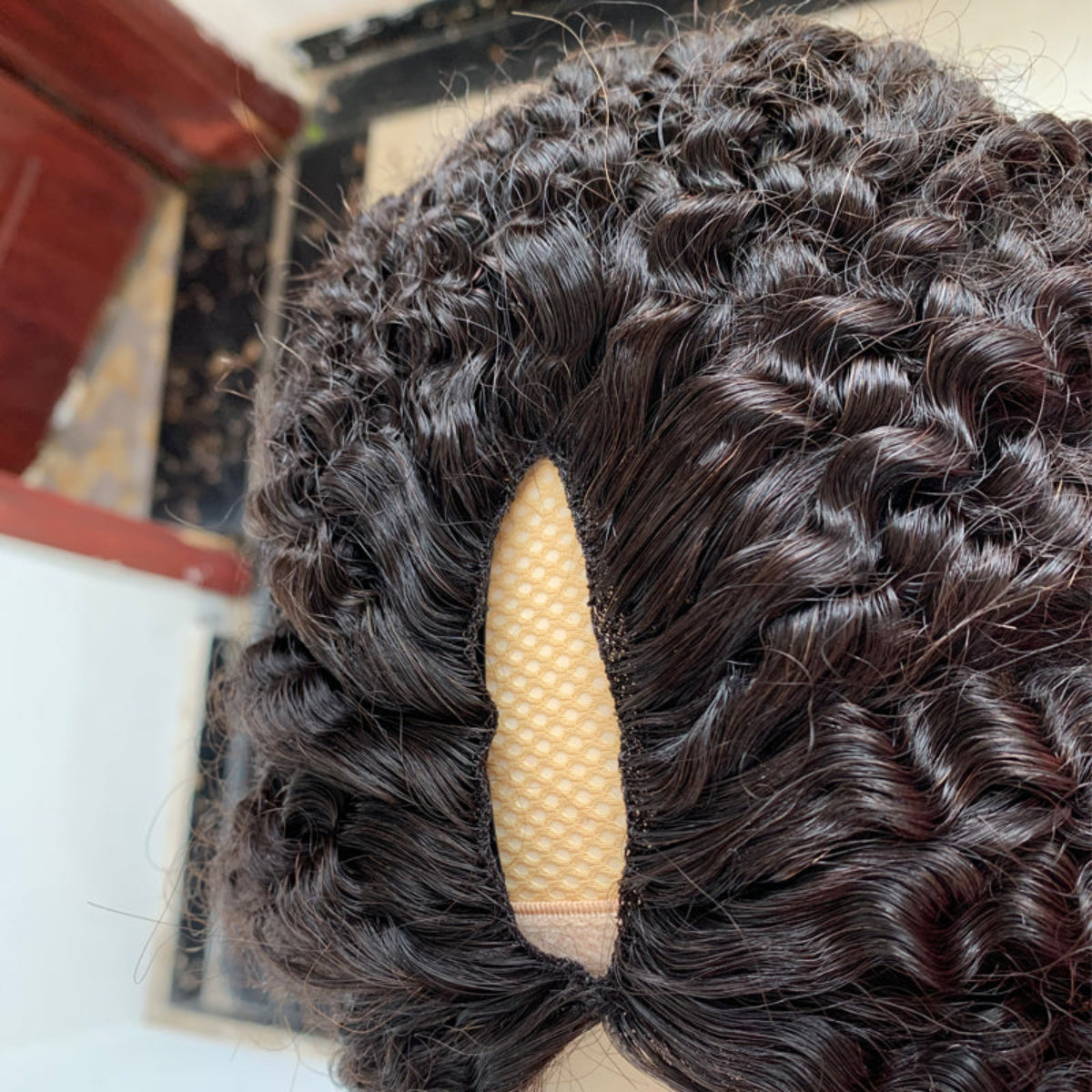 V Part kinky Curl Brazlian Human Hair Wig