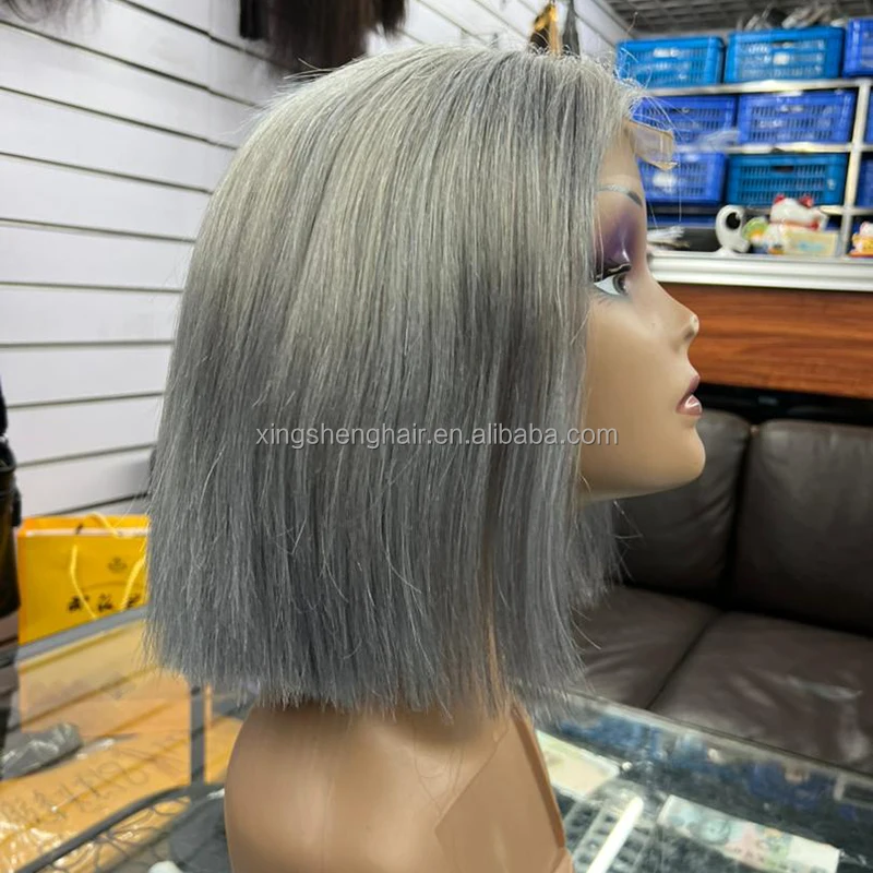 2x6 #Silvery Color Bob Wigs Brazilian Human Hair