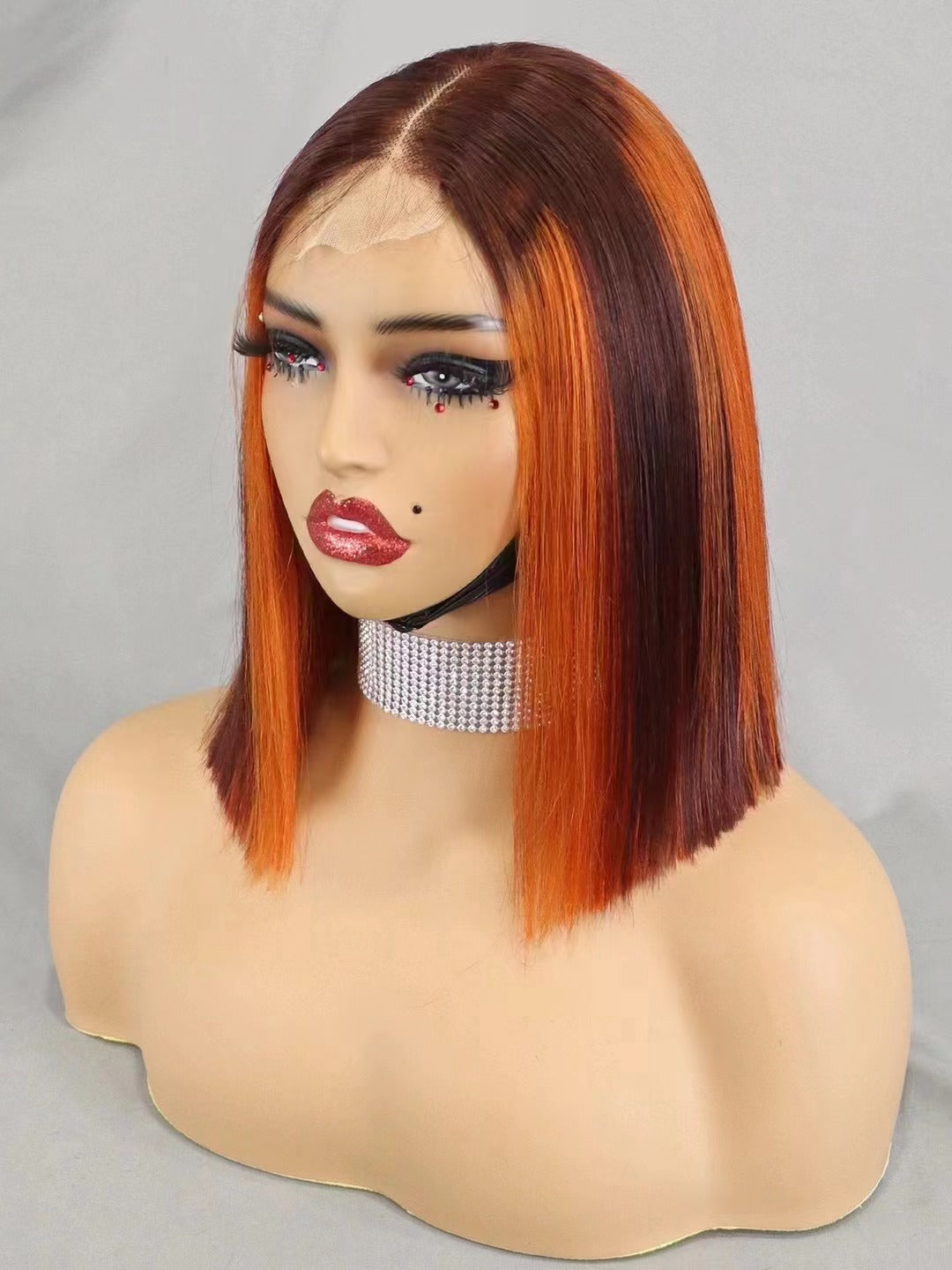 2×6Lace P2/350 Color Human Hair Bob Wig