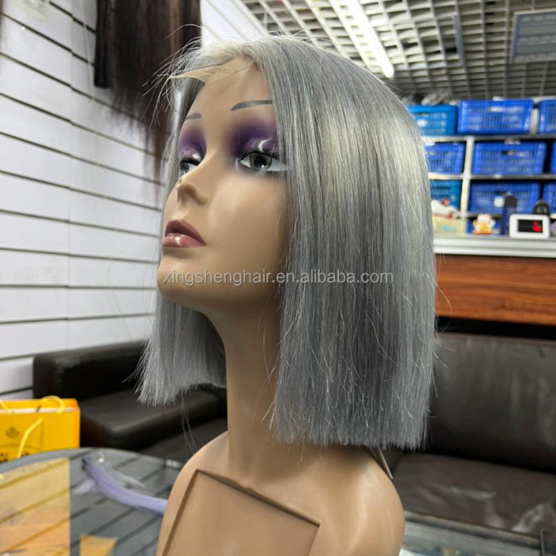 2x6 #Silvery Color Bob Wigs Brazilian Human Hair