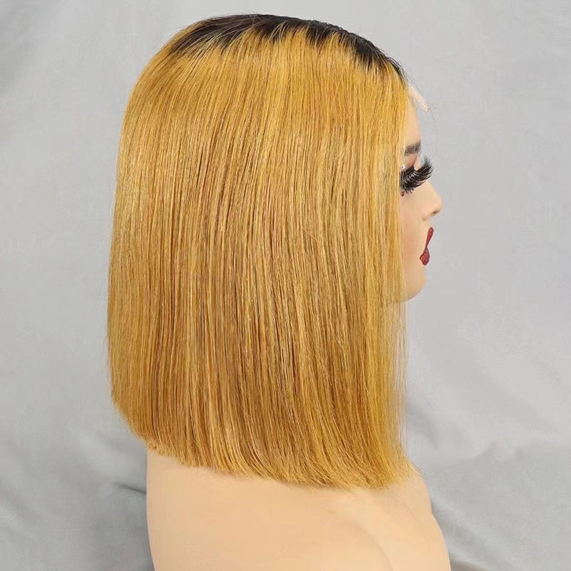 2×6 Lace #1BT30 Human Hair Bob Wig
