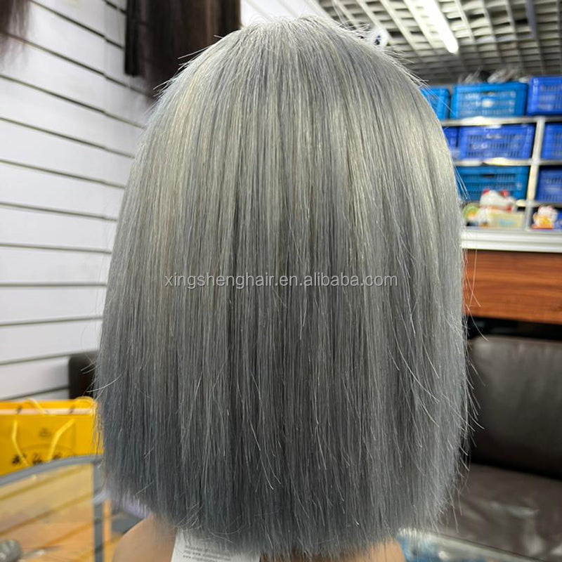 2x6 #Silvery Color Bob Wigs Brazilian Human Hair