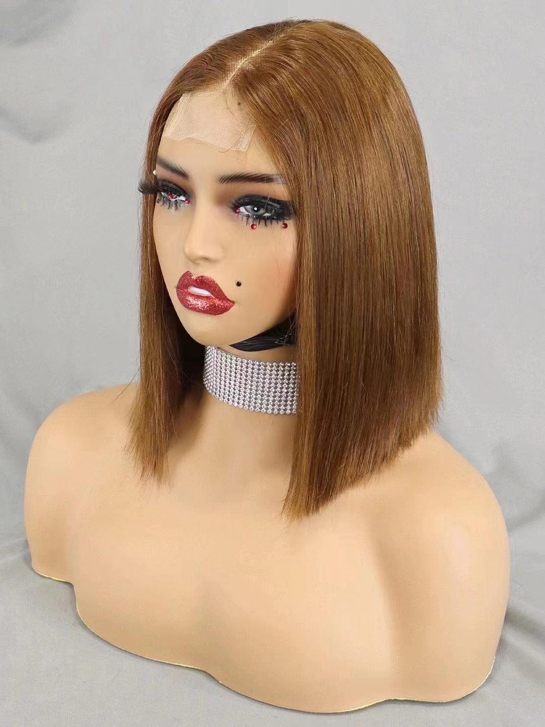 2x6 lace closure  #4 color  human hair Bob wig