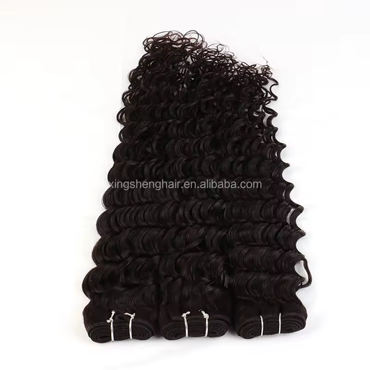 Deep Curly Weave Bundles Natural Black Color 28 Inch