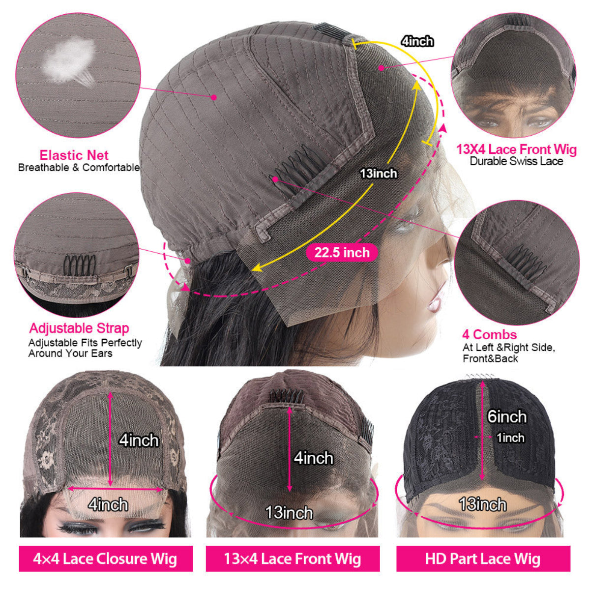13x4Transparent Lace frontal wigs 150% Density Deep 100%Brazlian Human Remy hair
