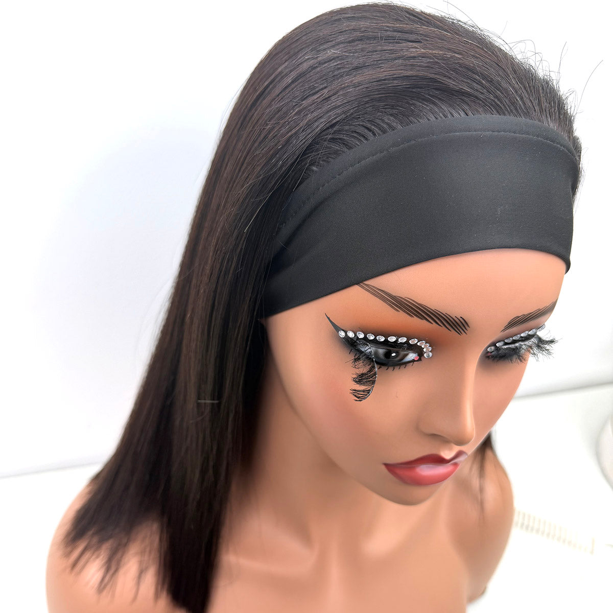 12Inches Headband Bob Wig Raw Human Hair Straight Hair