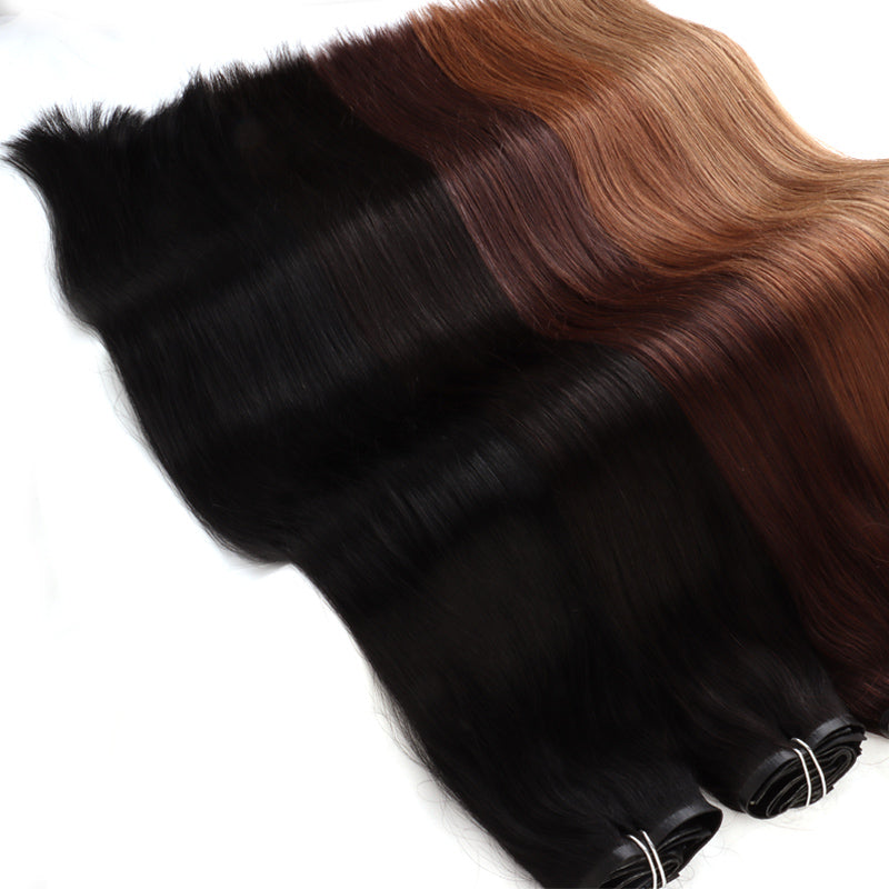 Pu Clip Ins 100% Cuticle Aligned Raw Hair Human Seamless Invisible Clip In Hair Extensions