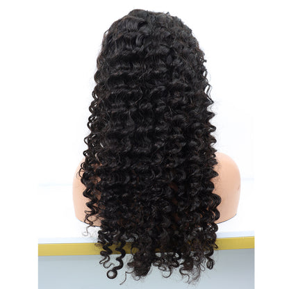 13x4 Deep Curly Lace Frontal Wigs Natural Black Transparent Lace