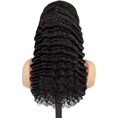 13*4 lace frontal Deep wave 22inch Natural Black wig