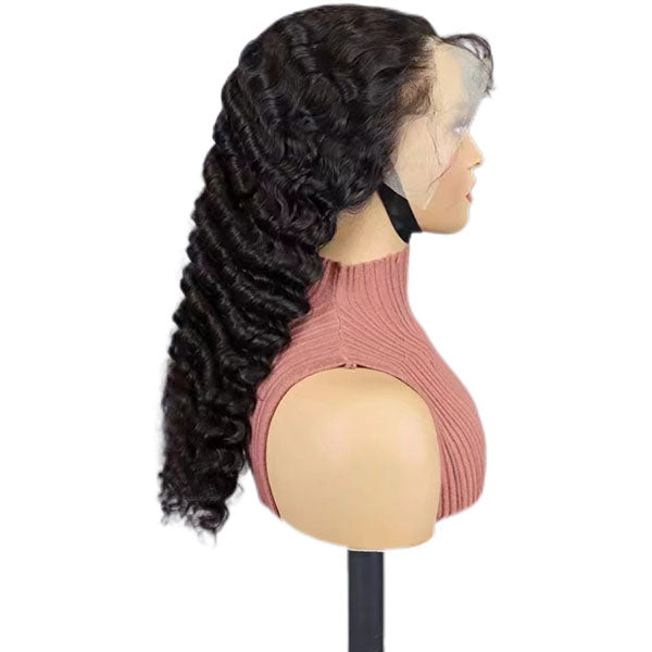 13*4 lace frontal Deep wave 22inch Natural Black wig