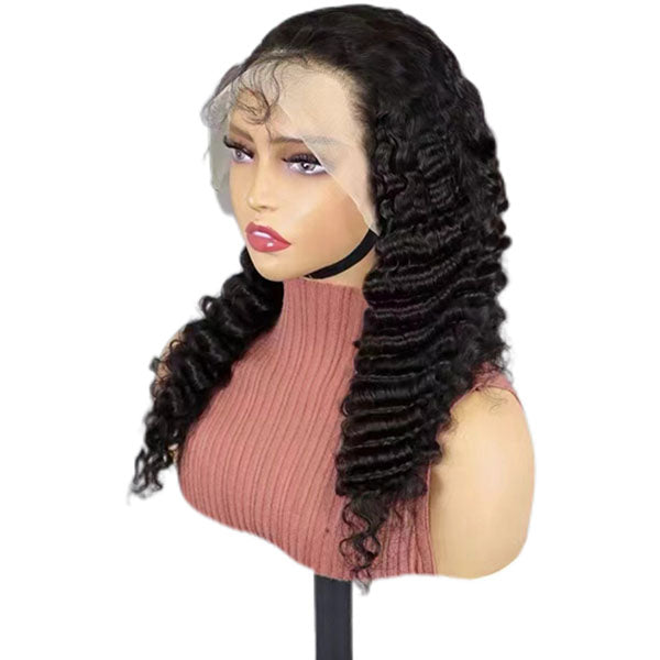 13*4 lace frontal Deep wave 22inch Natural Black wig