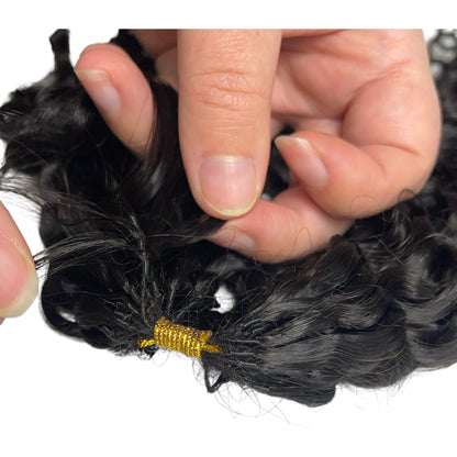 100% human  14 inch  Deep curly Feather crochet hair