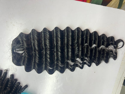 Deep Wave Feather Crochet Hair Extension 100% Remy Human Hair 14-26 Inch