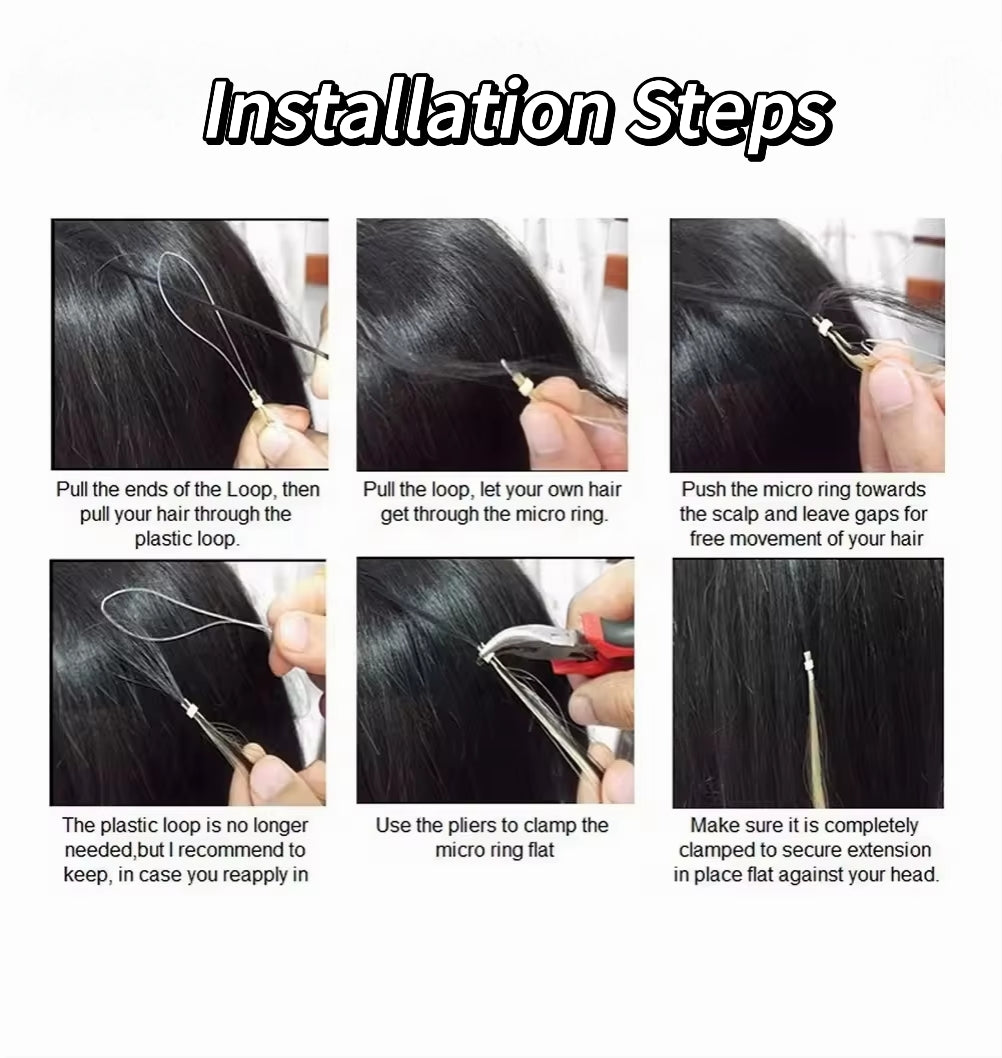 100% Remy Human Hair Micro Ring Hair Extensions 10-28 Inch 100g Per Piece