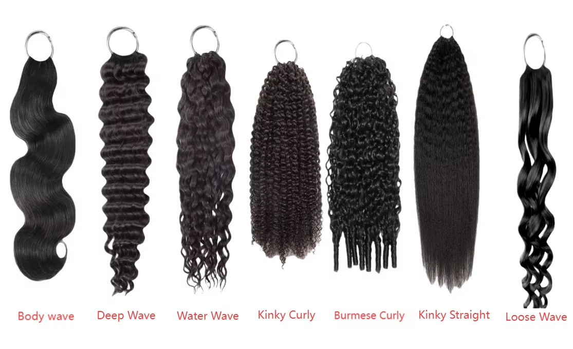 Deep Wave Feather Crochet Human Hair 100% Raw Real Hair Extensions  Water Wave Feather