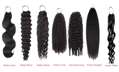 Deep Wave Feather Crochet Human Hair 100% Raw Real Hair Extensions  Water Wave Feather