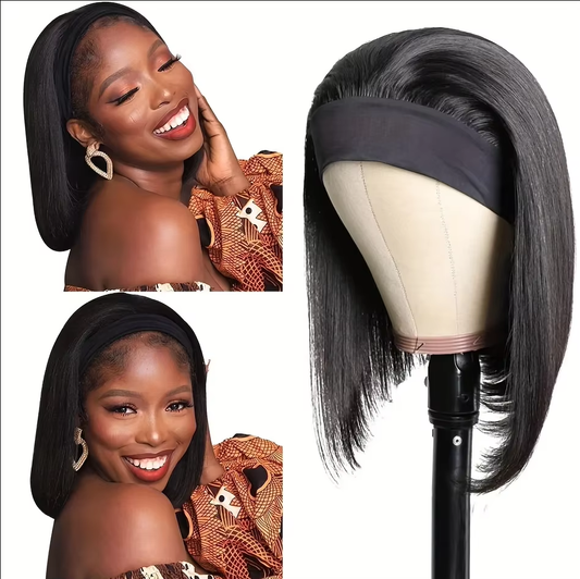 12inch natural color headband wig - 100% human hair headpiece  headband Bob wig