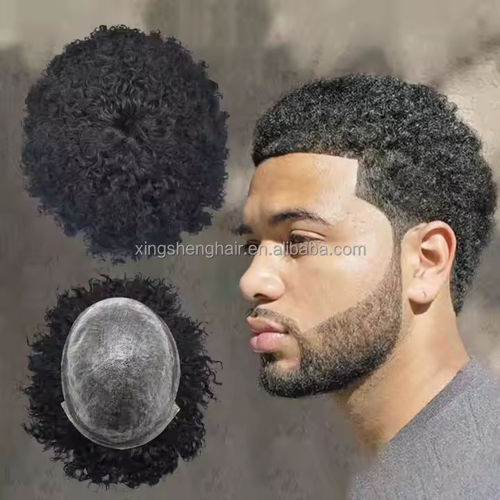 Ultra Thin Skin Base Afro Mens Toupee Afro Toupee Pu Indian Remy Human Hair