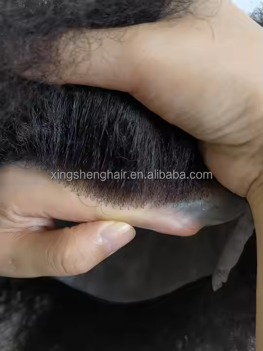 Ultra Thin Skin Base Afro Mens Toupee Afro Toupee Pu Indian Remy Human Hair