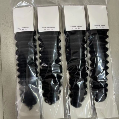 Deep Wave Feather Crochet Hair Extension 100% Remy Human Hair 14-26 Inch