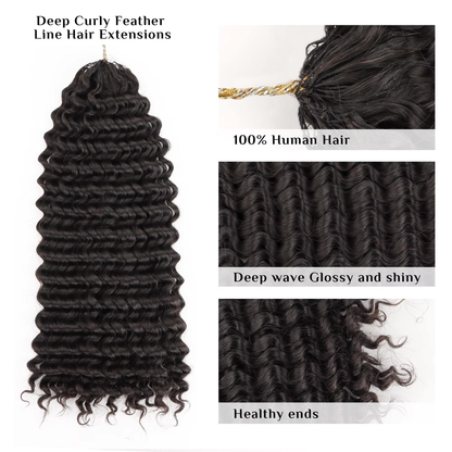 Deep Wave Feather Crochet Hair Extension 100% Remy Human Hair 14-26 Inch