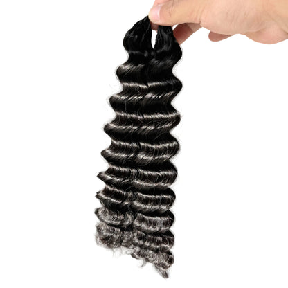 Deep Wave Feather Crochet Hair Extension 100% Remy Human Hair 14-26 Inch