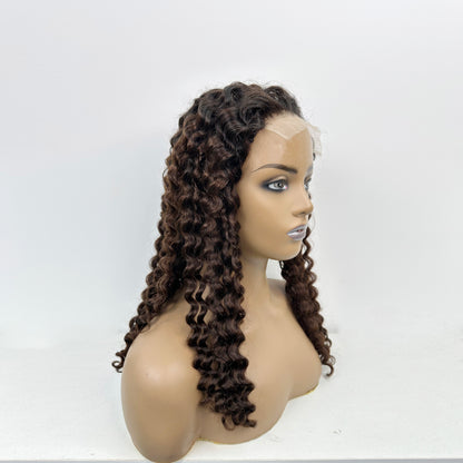 Lace Closure wigs curly 100% Human Hair SDD T1b/4#