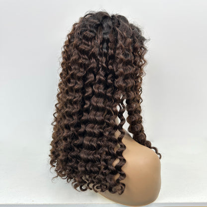 Lace Closure wigs curly 100% Human Hair SDD T1b/4#