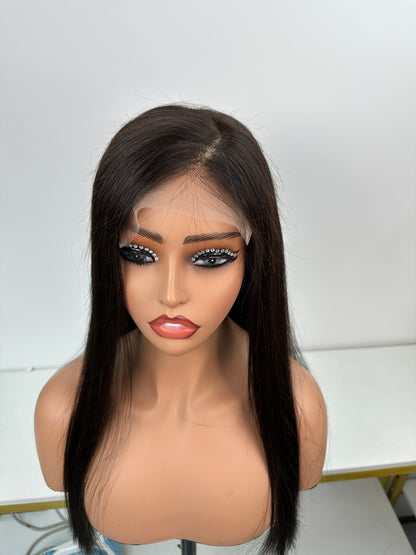 5*5 Raw Hair Lace Closure Wigs Natural Color Indian Human Hair