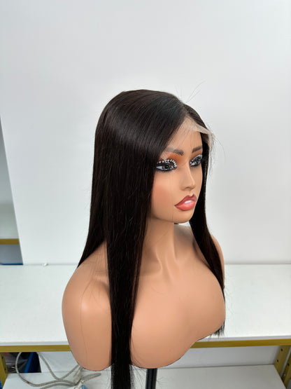 5*5 Raw Hair Lace Closure Wigs Natural Color Indian Human Hair