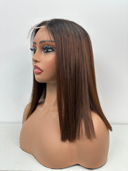 2*6 Lace Closure Bob Wig 10-12Inch Brazilian Human Hair Wigs